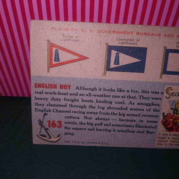 1955 Topps Rails and Sails English Hoy -18th Century Work Boat #163 Trading Card - Picture 6 of 8